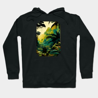 Tropical Jungle Majesty: Vibrant Rainforest Illustration Hoodie